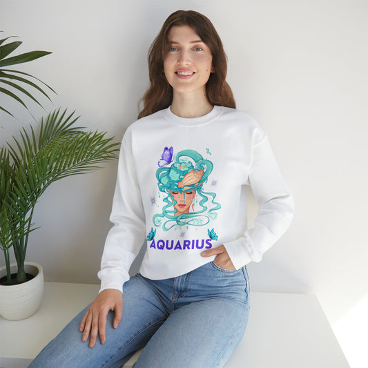 Aquarius Zodiac Signs Sweatshirt with a bold Aquarius symbol design.