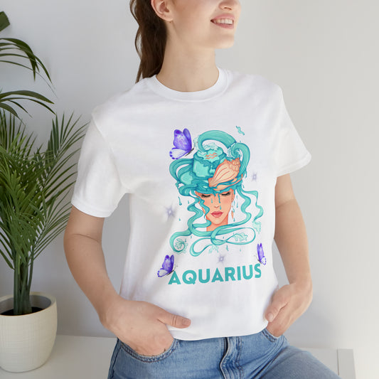 Aquarius Zodiac Signs Tee with a bold and modern Aquarius symbol design.