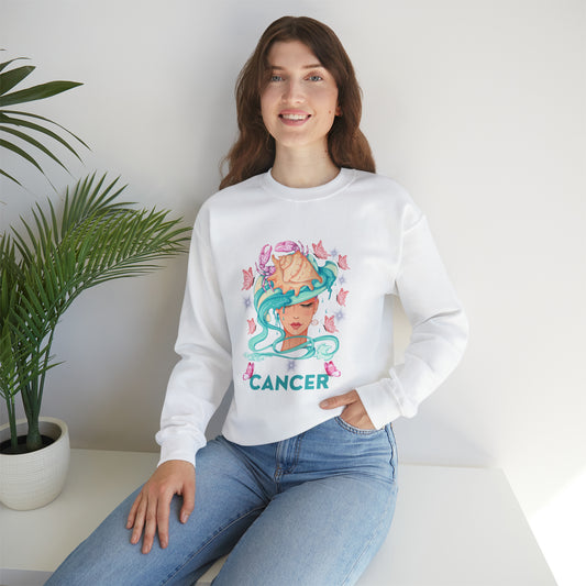  Cancer Zodiac sign sweatshirt with a bold astrological design.