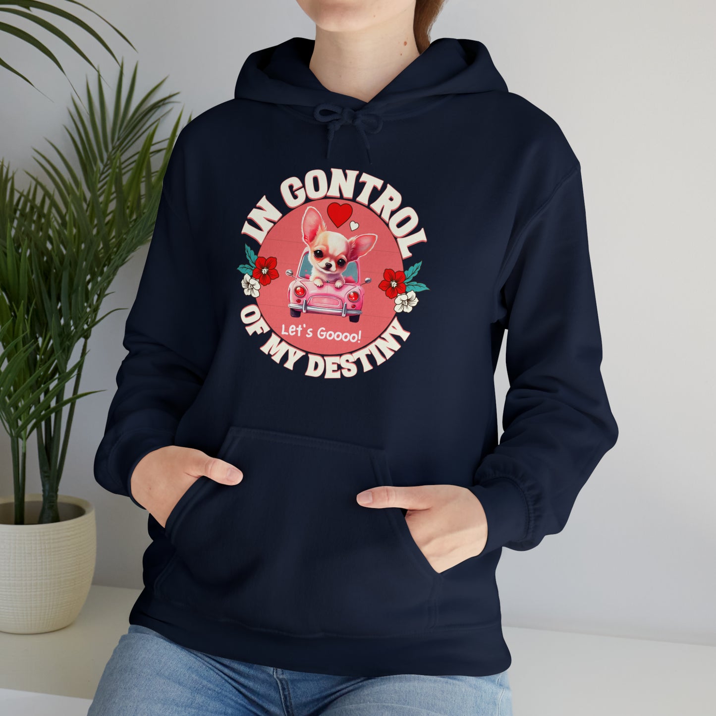 Comfort-fit Let’s Goooo hoodie with hype slogan