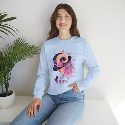 Comfortable Aries Zodiac Sweatshirt with a modern horoscope print.