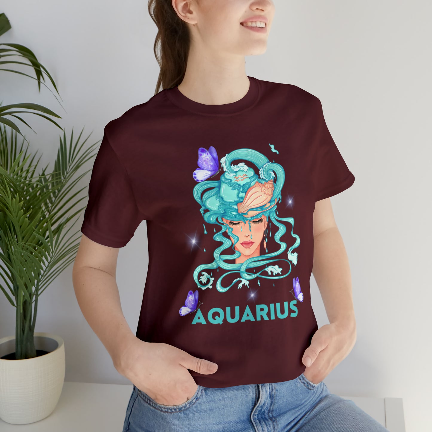 Cozy Aquarius Zodiac Signs Tee for those who embrace their zodiac identity.