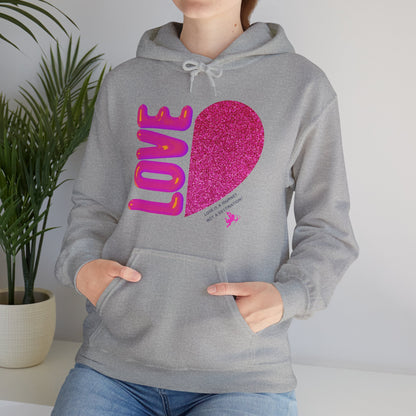 "Cute love hoodie with bold heart design for cozy vibes"