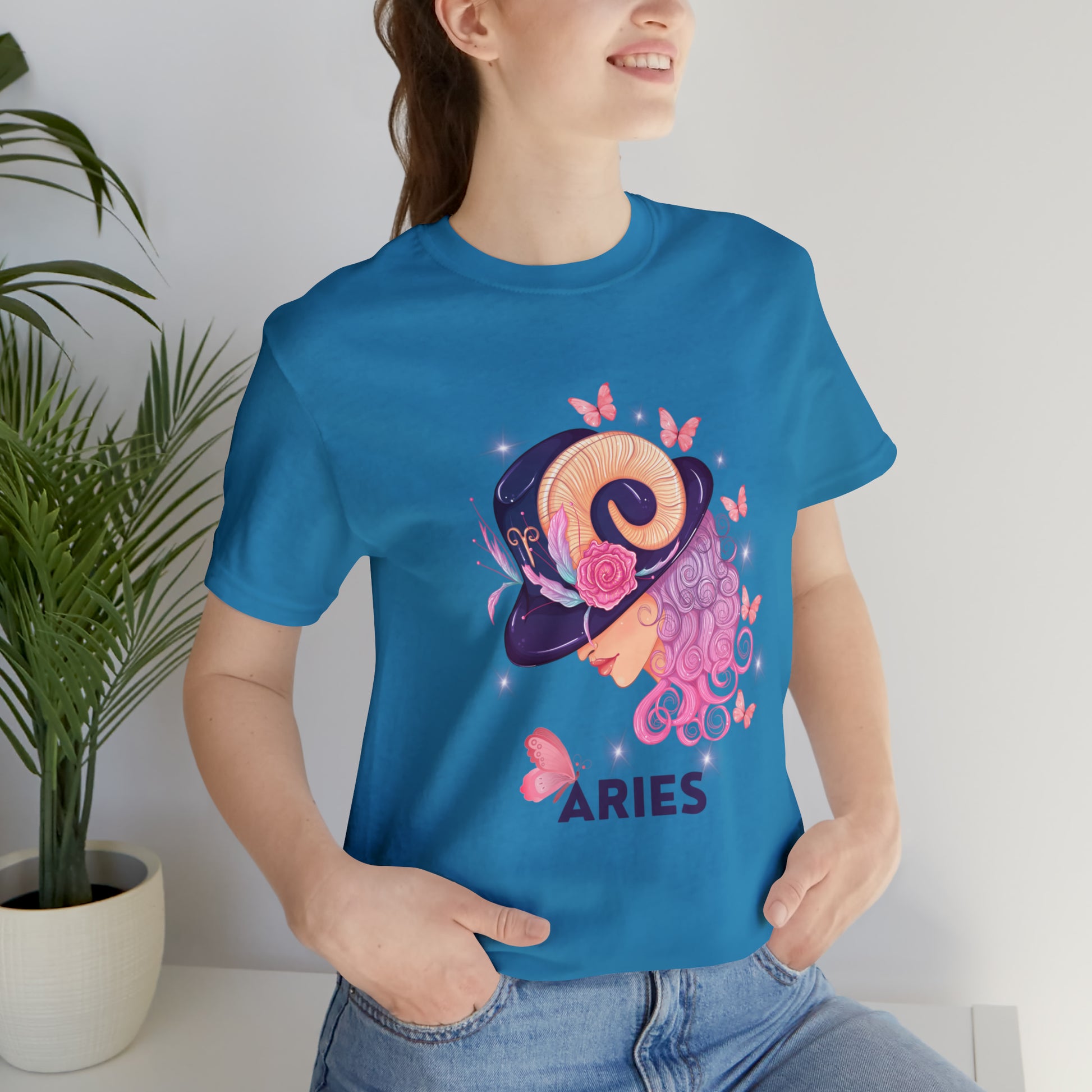  Eye-catching Aries Zodiac tee, perfect for astrology fans.