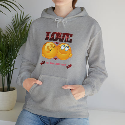 Full-zip Love Is The Answer hoodie with loving design