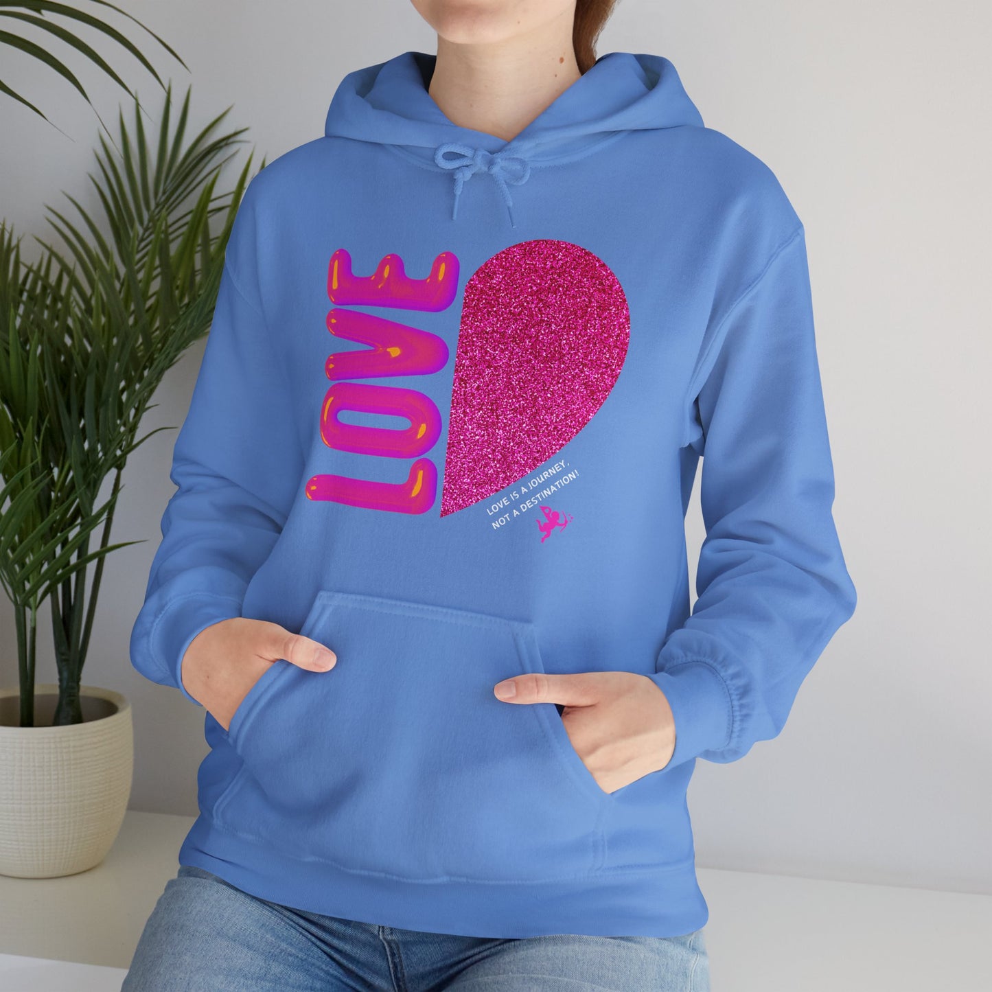 "Heart-shaped design love hoodie, soft and comfortable