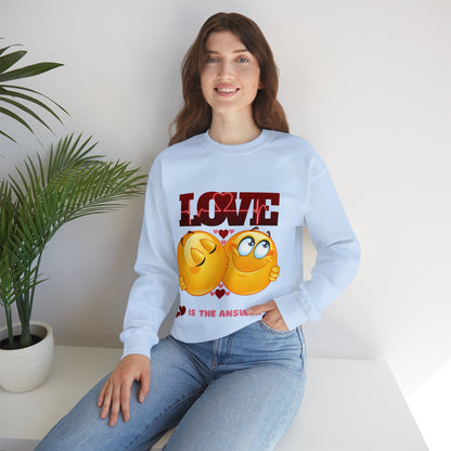 Love Is The Answer sweatshirt with a modern love graphic