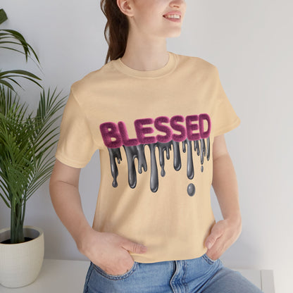 “Minimalist Blessed tee with clean typography