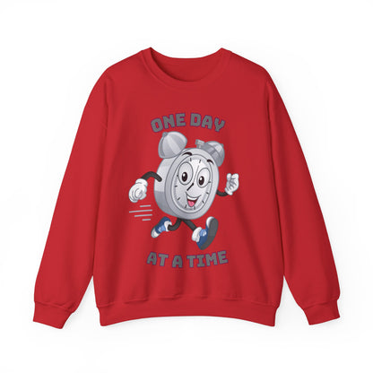 “Minimalist One Day At a Time slogan sweatshirt”