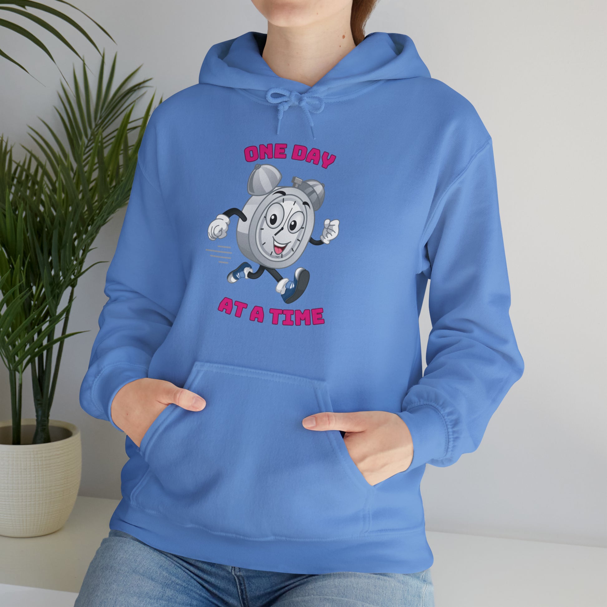 One Day At a Time hoodie folded flat for product display