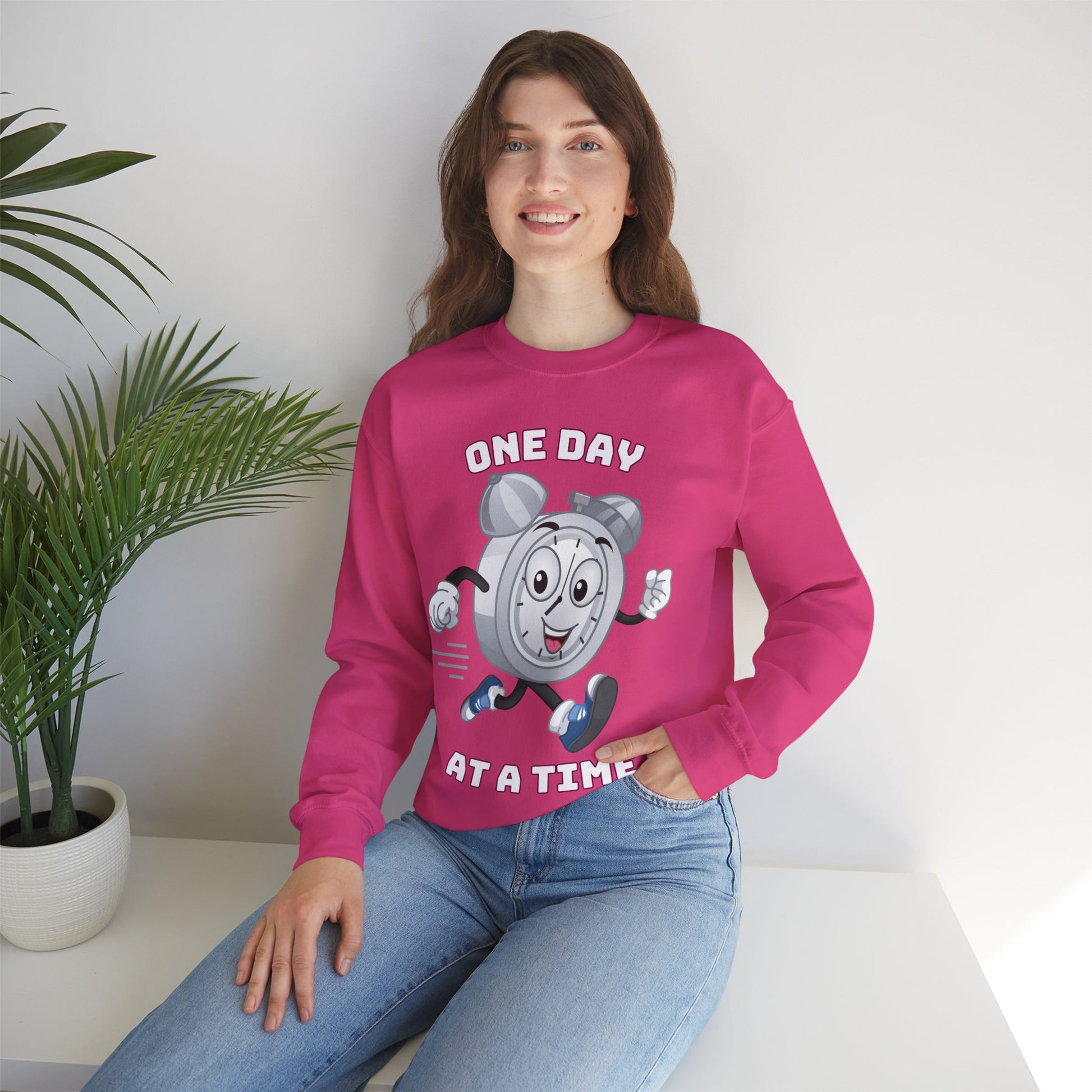 “Inspirational butterfly sweatshirt reading One Day At a Time