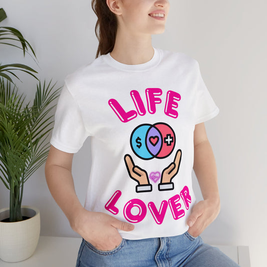 Positive Life Lover tee with vibrant graphic design
