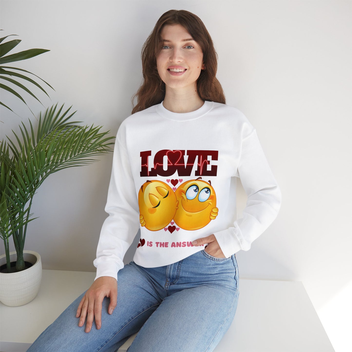 Positive message Love Is The Answer sweatshirt for casual wear