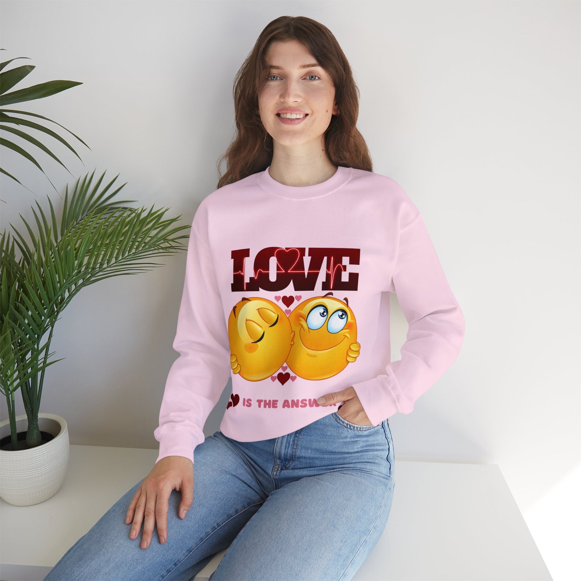 Relaxed-fit Love Is The Answer sweatshirt with cute heart print