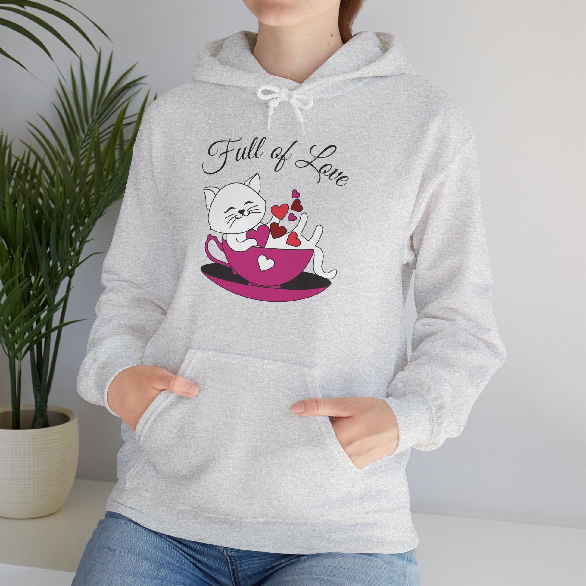 Relaxed Full of Love hoodie with positive love-themed design