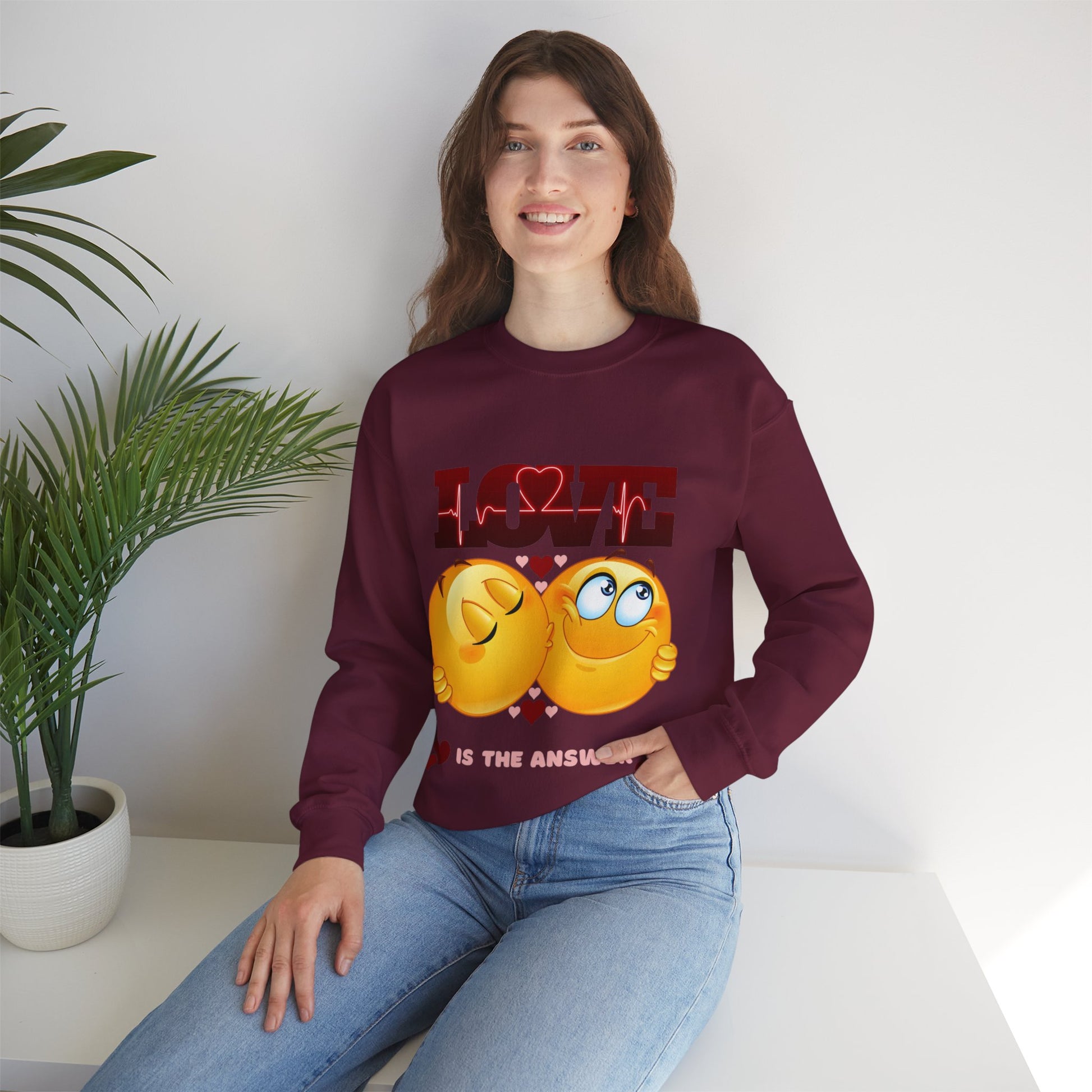Soft Love Is The Answer sweatshirt with love-inspired design