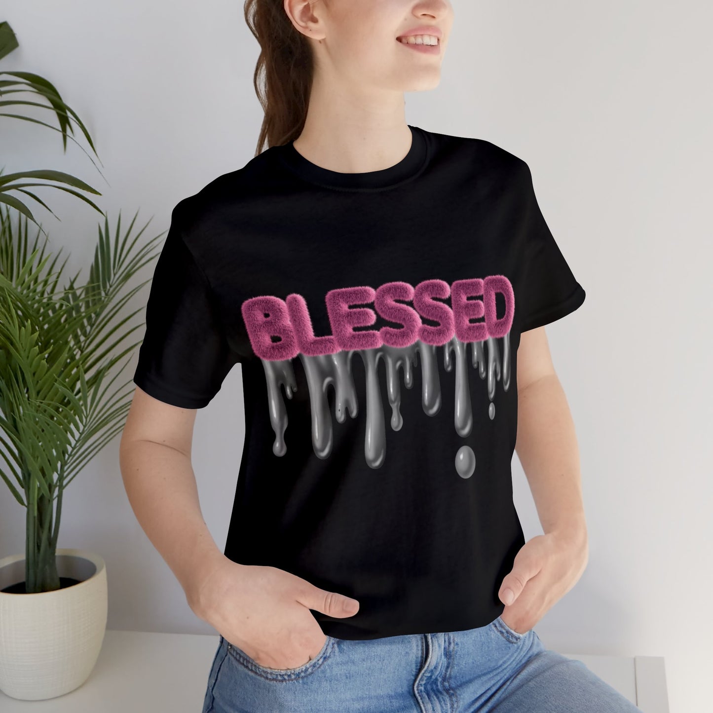 “Soft cotton Blessed tee with uplifting message