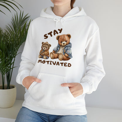 “Stay Motivated hoodie with bold inspirational text design