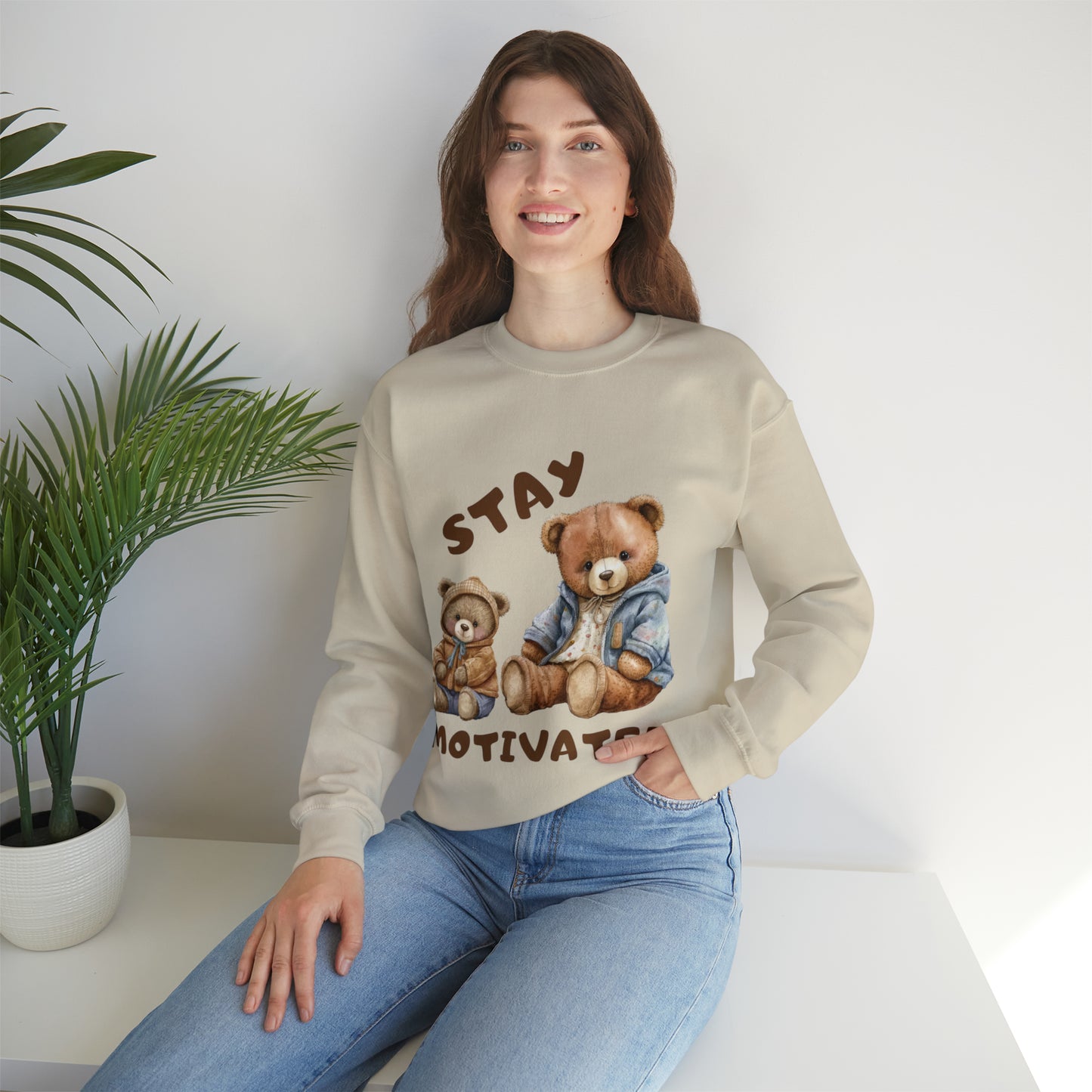 “Stay Motivated sweatshirt with modern inspirational graphic”