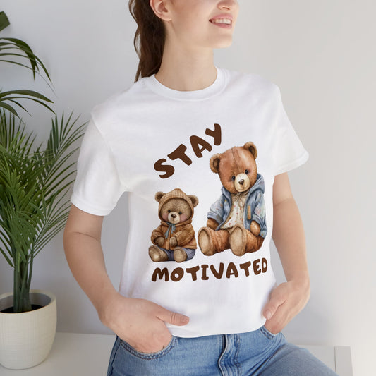 Stay Motivated tee with bold motivational text design
