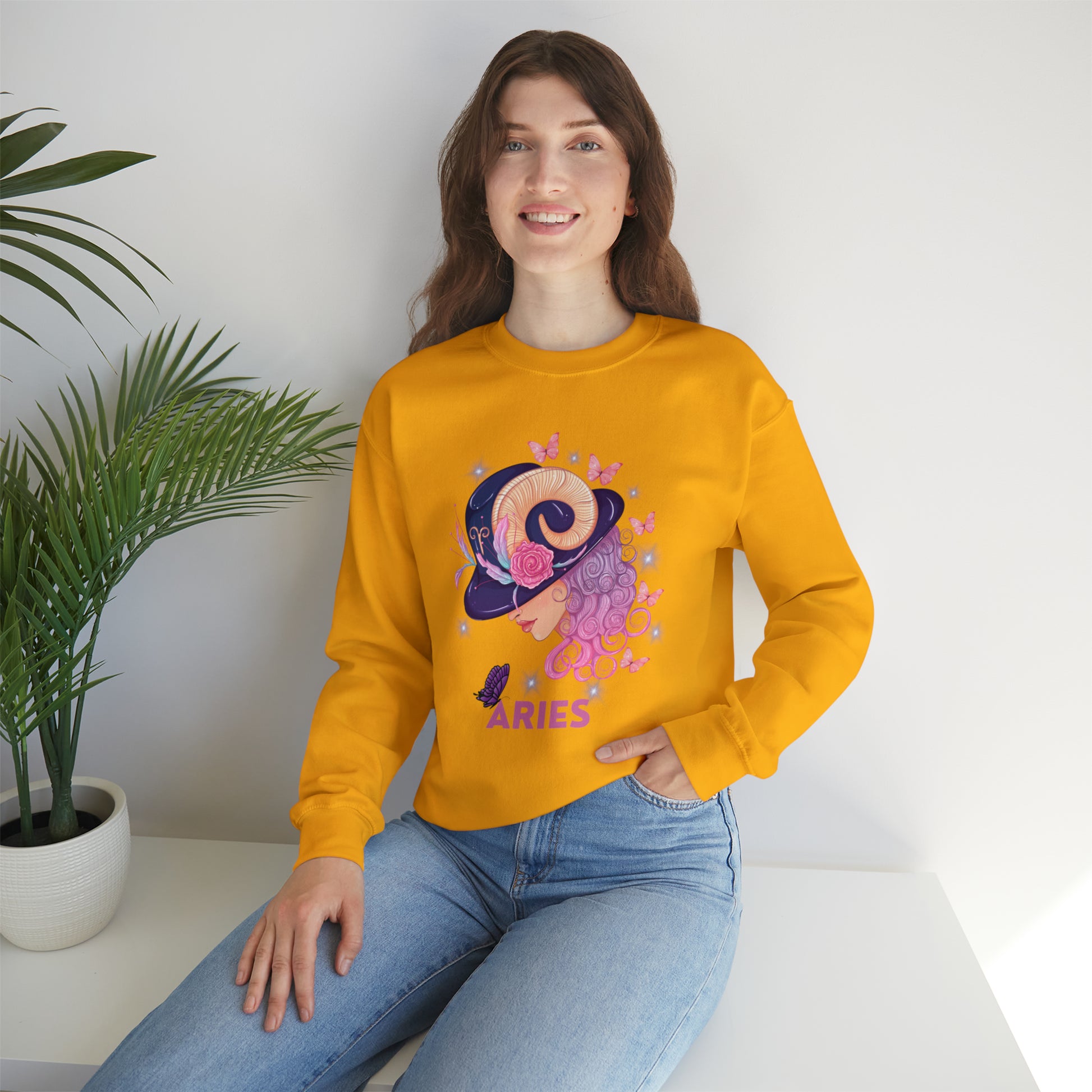 Stylish Aries Zodiac Signs Sweatshirt with a minimalist Aries design.