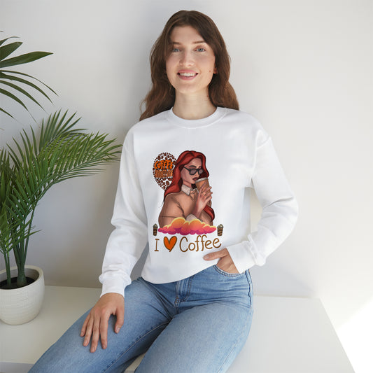 Stylish Coffee Addiction Sweatshirt featuring a bold coffee-themed graphic.