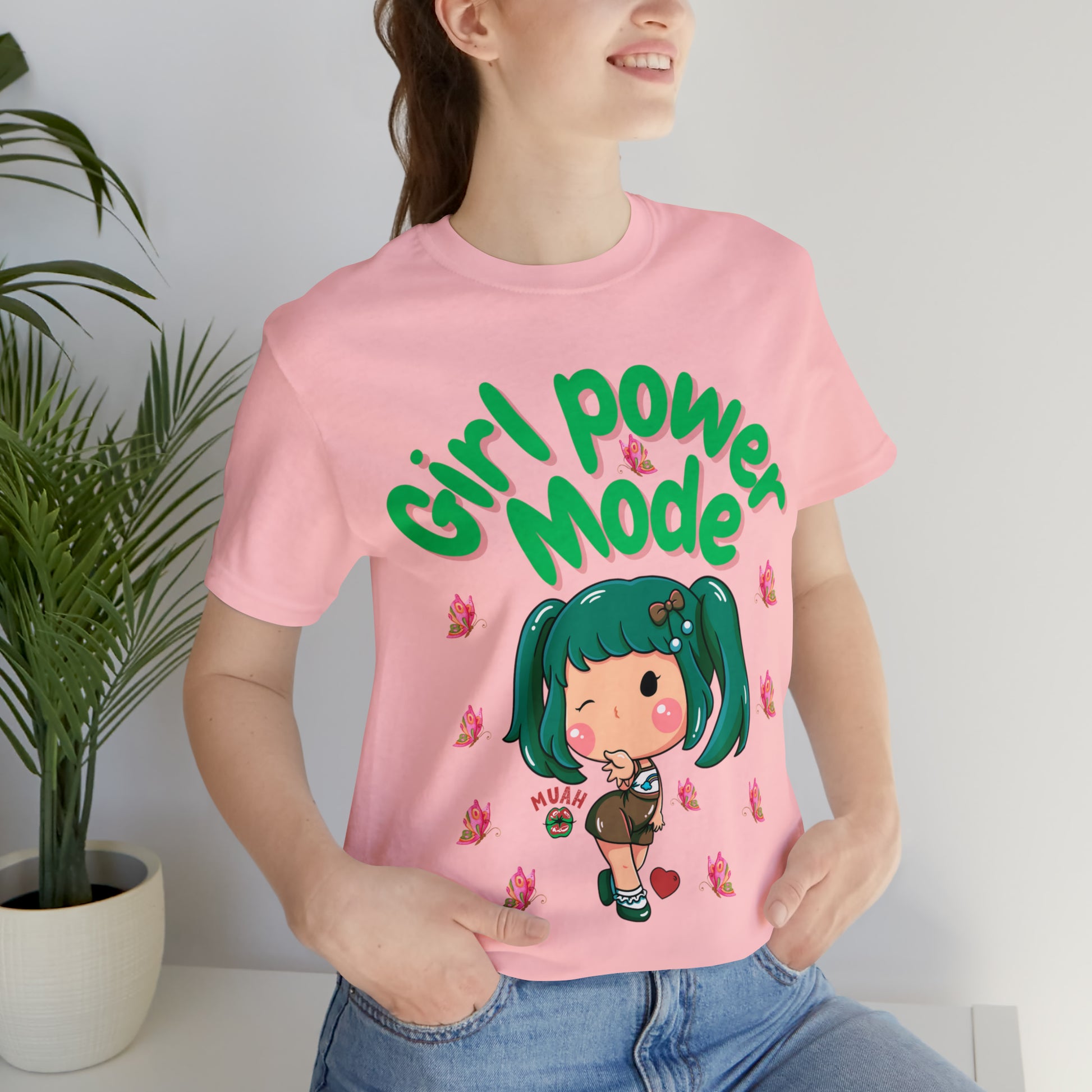Stylish Girl Power Mode tee featuring a strong, confident print