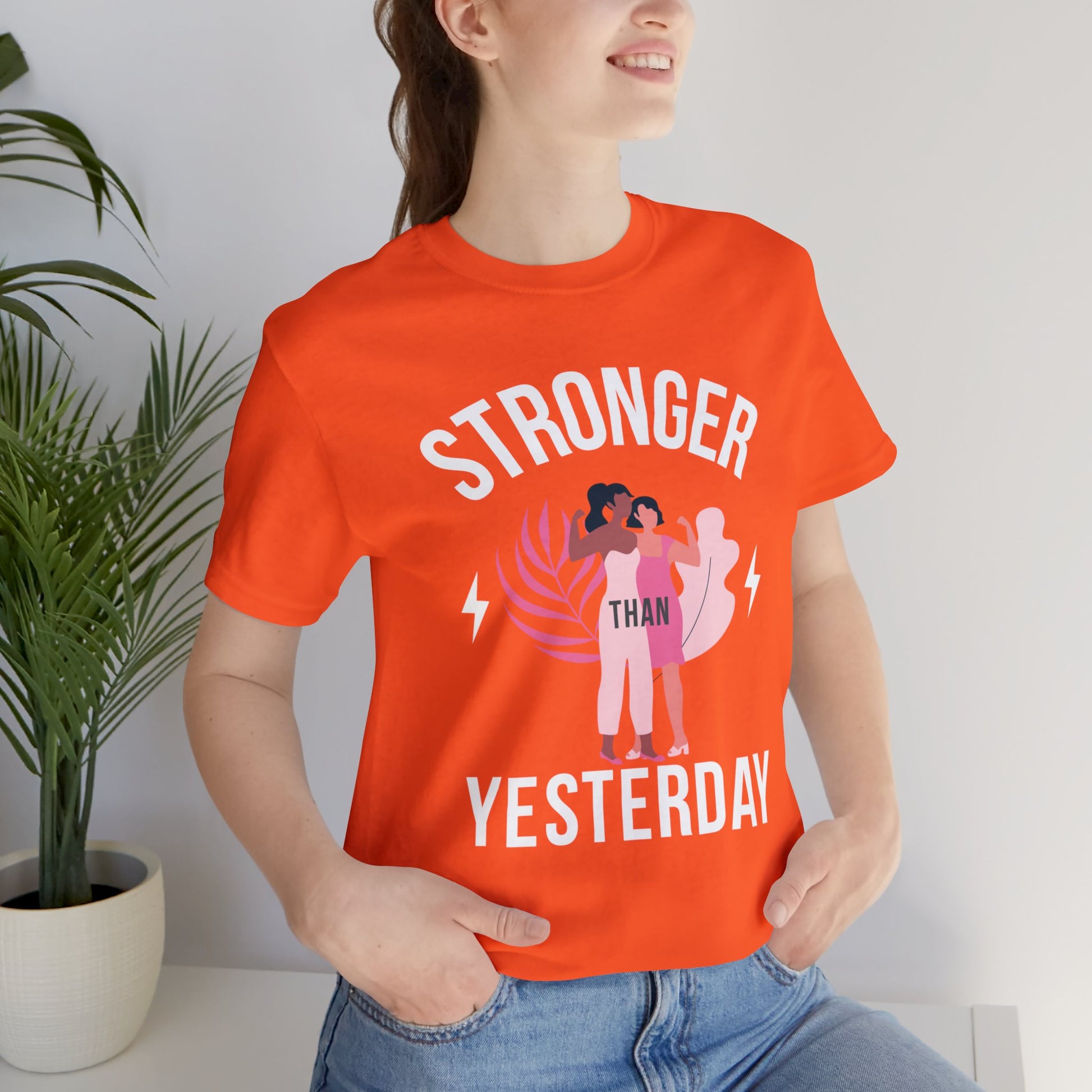“Stylish Stronger than Yesterday tee for motivation and lifestyle fashion”