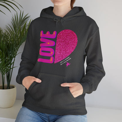 Stylish love hoodie with love-themed graphic print