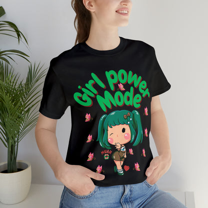 Trendy Girl Power Mode tee with motivational, empowering text