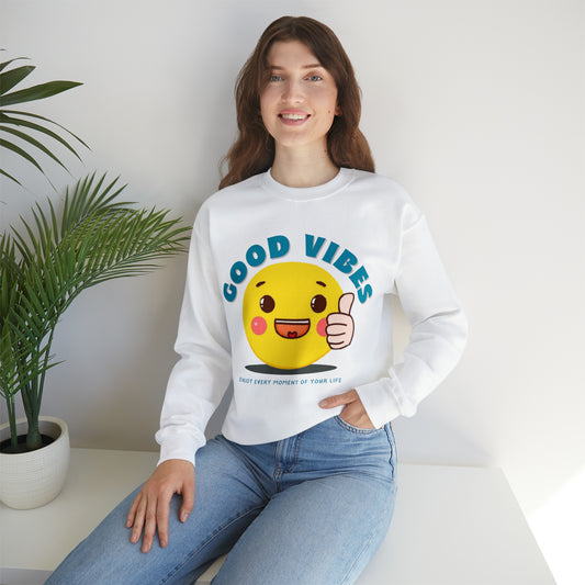 Trendy Good Vibes sweatshirt with a heartwarming design